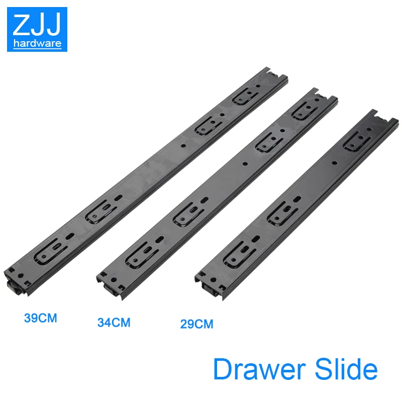 Black sliding rails for drawers Three-drawer steel ball slide can be removed installation accesorios drawer glides | Обустройство