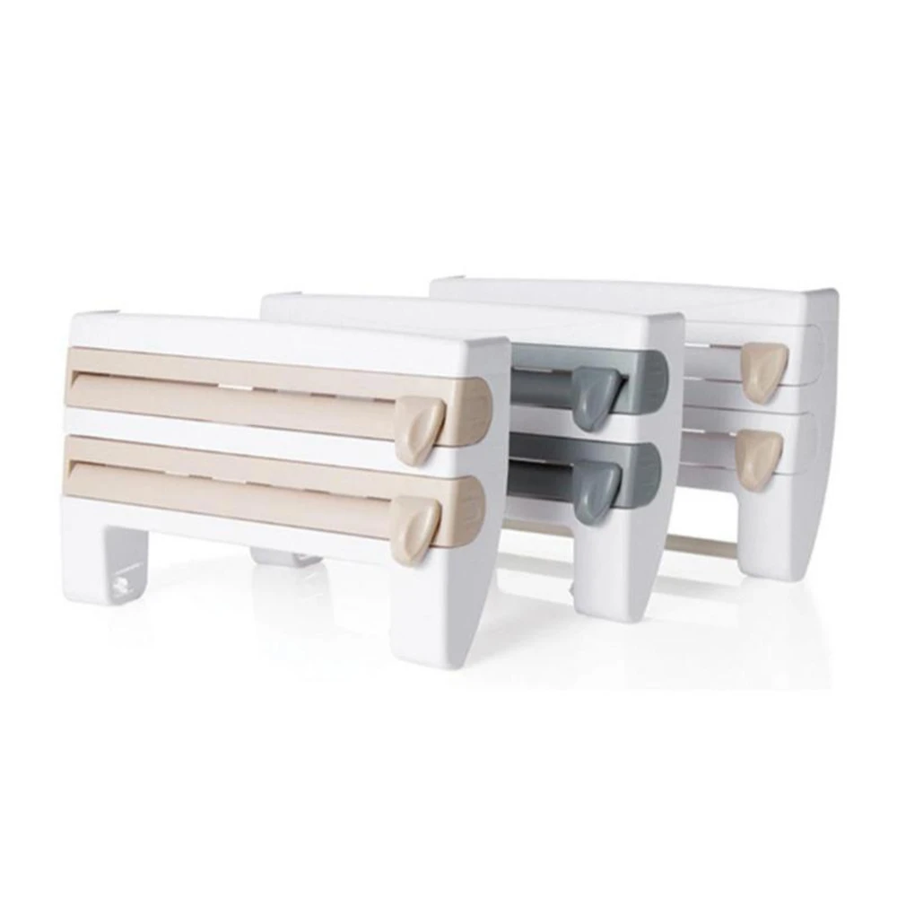 

Wall-Mount Paper Towel Holder Sauce Bottle Rack 4 In 1 Cling Film Cutting Holder Mutifunction Kitchen Organizer