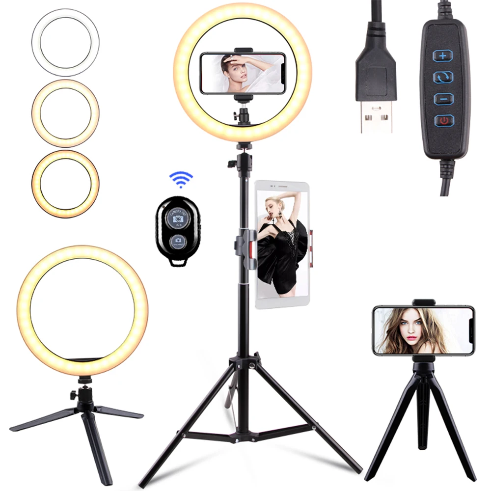 Многофункциональный светодиодный кольцевой светильник 10 дюймов регулируемый