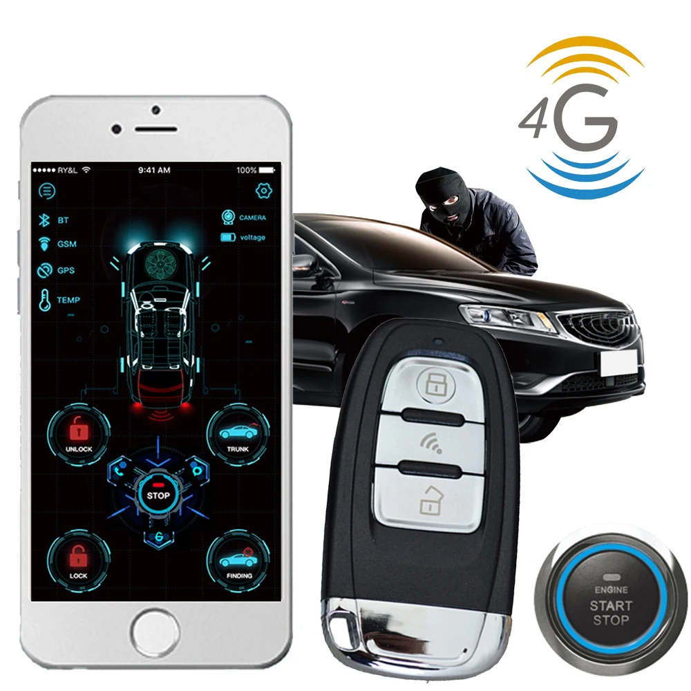 Cardot 4G gps Smart Pke БЕСКЛЮЧЕВОЙ вход удаленный стартер двигатель старт стоп Автосигнализация