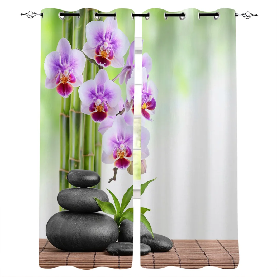

Bamboo Orchid Zen Modern Window Curtains For Living Room Bedroom Kitchen Window Treatment Drapes Home Hotel Decoration