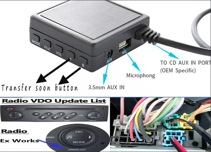 

Автомобильный Bluetooth аудио AUX TF USB адаптер Радио стерео плеер для Renault 2005-2011 ISO 6 PIN AUX обновленный список радио