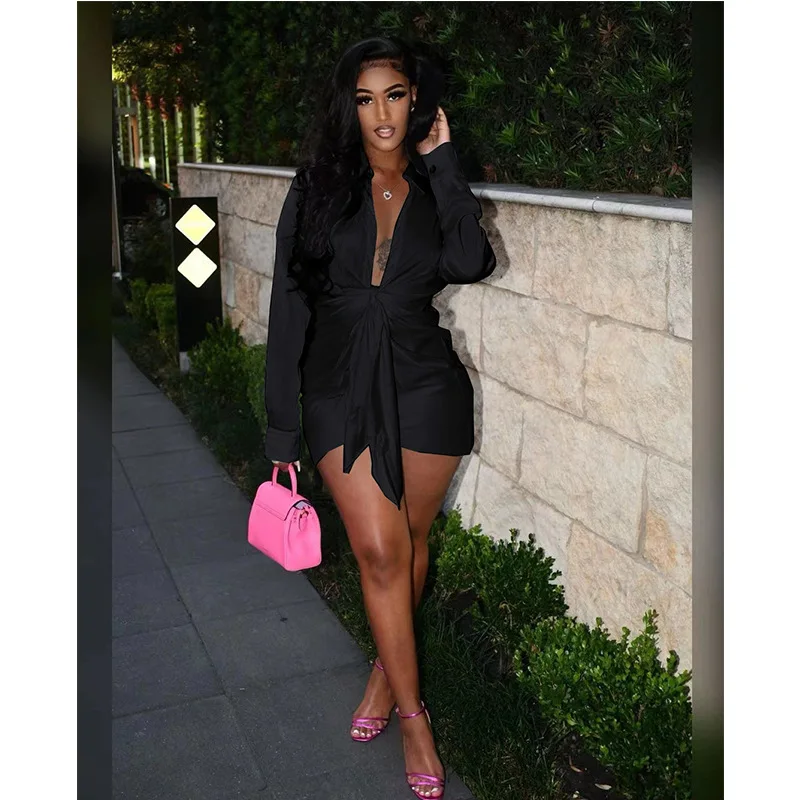 Сексуальное атласное платье-рубашка на шнуровке женская одежда с длинным