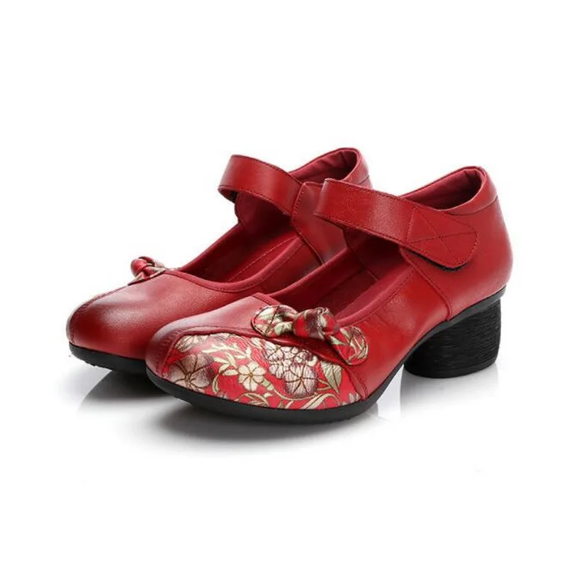 Женские туфли из натуральной кожи на толстом каблуке с мягкой подошвой | Обувь