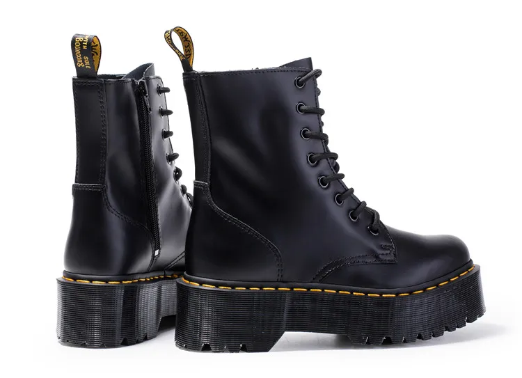 Size34-41 женские мотоциклетные ботинки на массивном каблуке; сезон осень; коллекция года; модные армейские ботинки с круглым носком на шнуровке; женская обувь