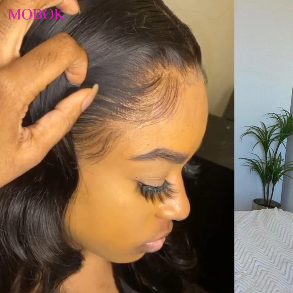 Mobok 360 парик на сетке Remy бразильский Волнистый спереди предварительно выщипанный