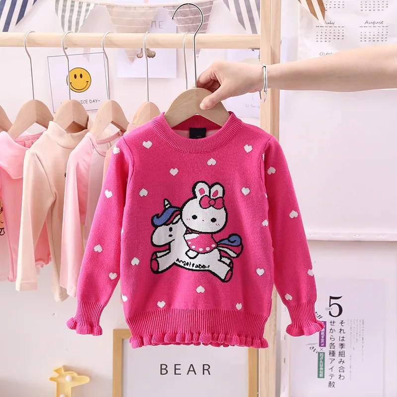 Осенний Рождественский свитер для маленьких девочек Зимний жаккардовый с