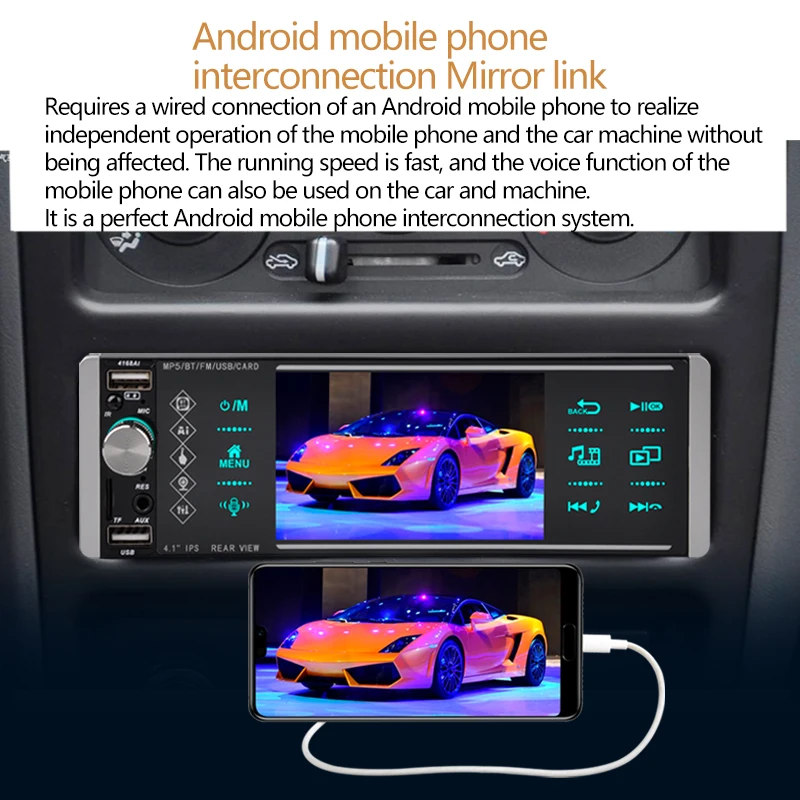 Автомагнитола 1din MP5-плеер Touch RDS AM FM 4-USB 5 1/4 дюйма двунаправленное соединение