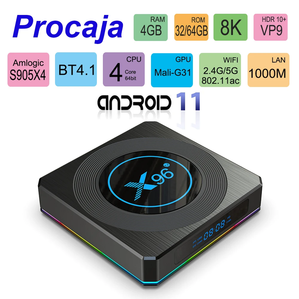 ТВ приставка Procaja X96X4 Android 11 4 + 32/64 ГБ ядра 8K HD2.0 1000 м|ТВ-приставки и медиаплееры| |