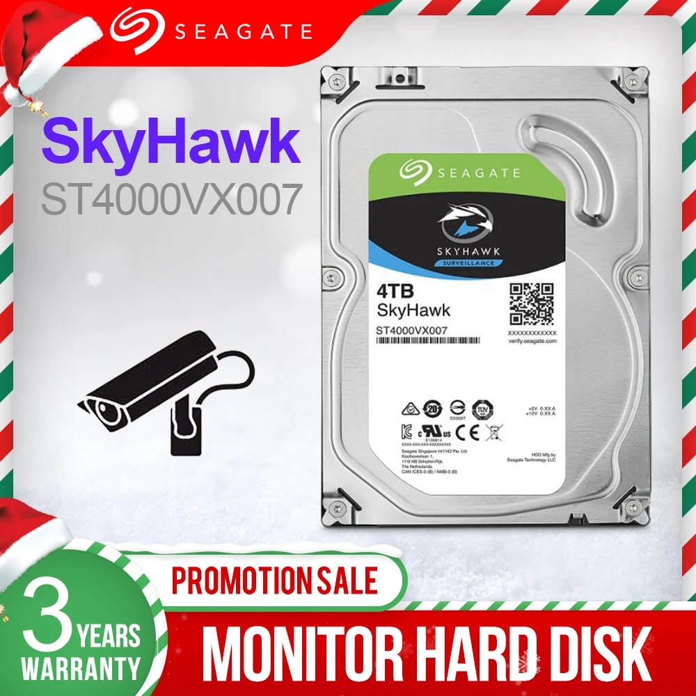 

Seagate 4TB 3.5-inch SATA 6Gb/s 64MB Video Surveillance HDD Internal Hard Disk Drive 5900 RPM Cache HDD For Security ST4000VX007