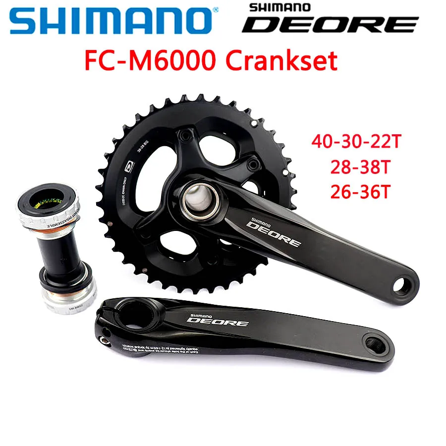 Shimano DEORE FC M6000 HOLLOWTECH II шатун M6000 2x10 3x10-скоростной шатун с BB52 40-30-22T 28-38T 170 мм mtb Запчасти для велосипеда