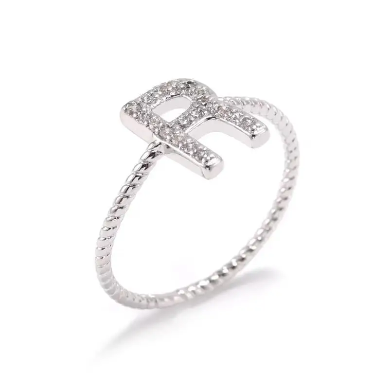 SIPENGJEL трендовые кольца с буквами алфавита из циркона золотого и серебряного