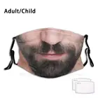 Мужское лицо с бородой крупным планом смешной принт многоразовые фильтры Pm2.5 маска для лица лицо для портрета детализированное Упражнение нижняя часть