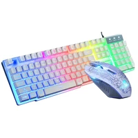 1set t6 rainbow led backlit multimedia ergonomic usb wired gaming keyboard wired mouse and mouse pad for pc laptop computer