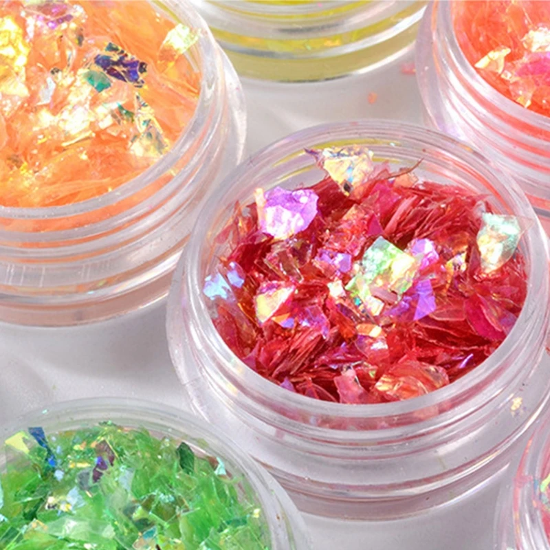 

12 Colors Manicure Shell Cellophane Colorful Candy Aurora Papers Hard Epoxy Filling Nail Polish Adhesive Nail Decoration New