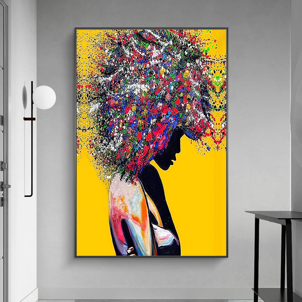 

Black Woman Canvas Art Graffiti African Girl Poster and Prints Modern Street Painting on The Wall for Living Room Home Decor