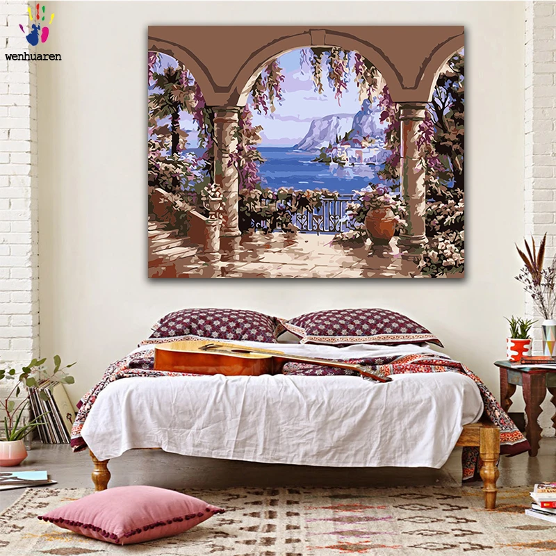 Сделай Сам картинки для раскраски по номерам с цветами видом на море Цветочная