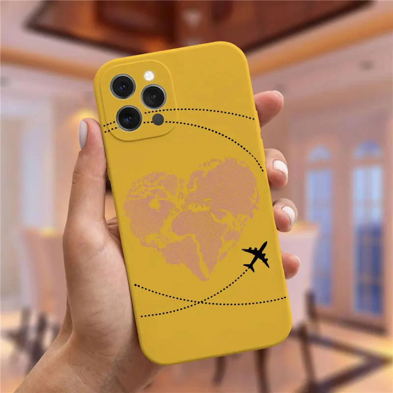 Luxury Popular Planes World Map Travel Silicone Phone Case For iPhone 11 12 14 Pro XS MAX XR 7 8 6 Plus 12 Mini Candy Soft Cover