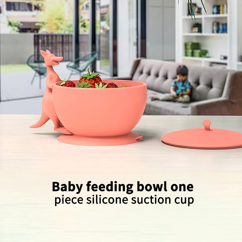 

Baby Anti-Fall Bowel Cute Silicone Baby Feeding Bowl Cartoon Tableware Set Kid Dinner Plate Spill-Proof Solid Feeding Dishes