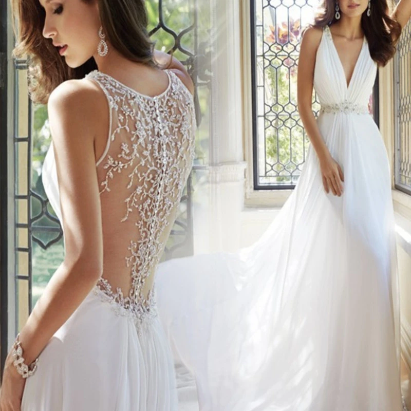 Robe de mariee Элегантное свадебное платье без рукавов Кружевное Свадебное с