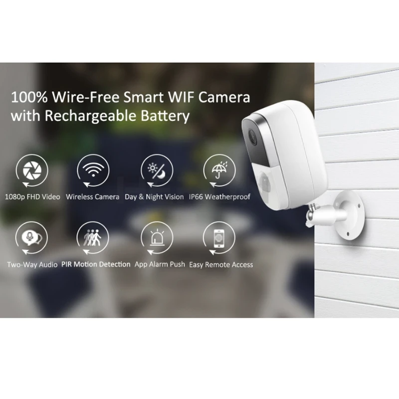 

AM05-1080P Battery Surveillance Camera Outdoor/Indoor, Wireless Camera with PIR,Night Vision,Two-Way Audio,IP65 Waterproof