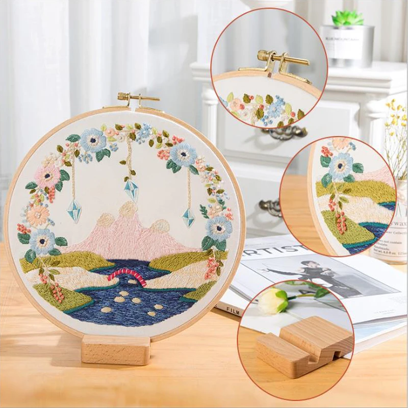 Набор для вышивки с обручем DIY пейзаж цветок вышивка искусство Декор