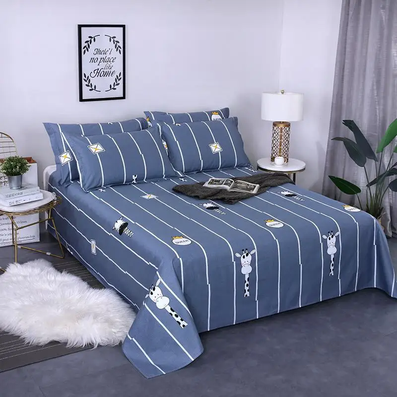 Девочка Розовая Хлопковая Большая Эластичная Простыни Маленькие Свежие Голубые Цветы Печатные 1 шт. Красивые Мягкие Простые Не скользящие