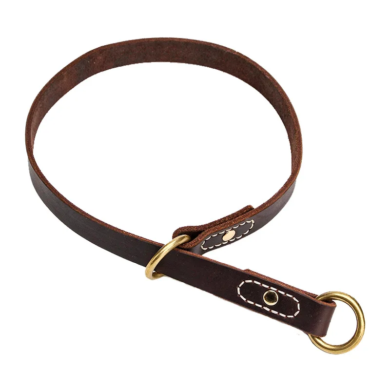 

Ошейник для собак из натуральной кожи, тренировочный ошейник из натуральной кожи с цепочкой P для маленьких, средних, больших и больших пито...