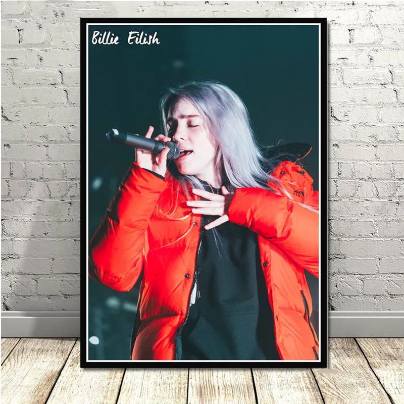 Горячая Billie Eilish музыкальная певица поп-звезда плакаты и принты картины на стене холст живопись декоративная домашний декор Куадрос - Цвет: 2