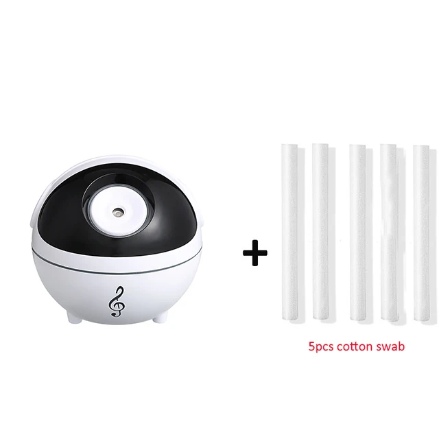 White and 5 filters Музыкальный увлажнитель, 350 мл, Настольный увлажнитель, арома-диффузор эфирного масла, 1200 мАч, встроенный аккумулятор, светодиодный светильник для дома - Цвет: White and 5 filters