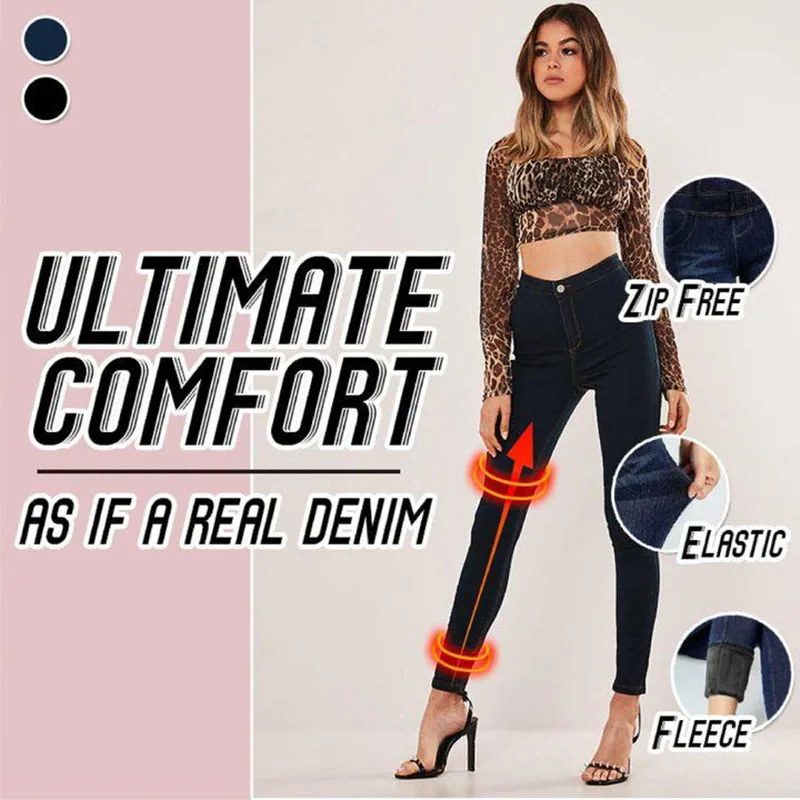 

Thermal Fleece Denim Jeggings Super Comfy Stretch Denim Skinny Jeans for Women PR Sale