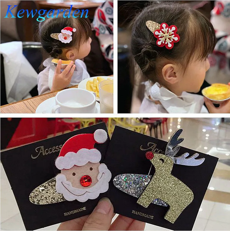 

Kewgarden Children's Christmas Gift Hairpin Santa Claus Girl gift pin 10 Pcs