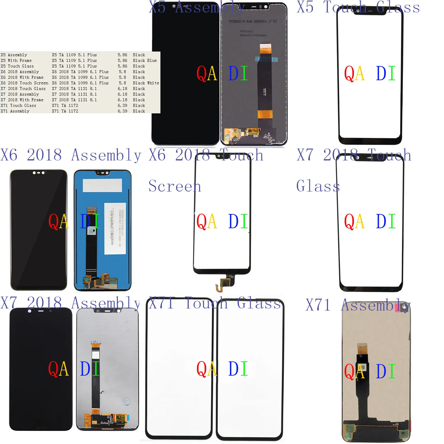 ЖК дисплей с сенсорным экраном в сборе для Nokia X5 со стеклянной рамкой X6 2018 X7 X71 TA 1109 Plus 1099 1131 1172|Сенсорные