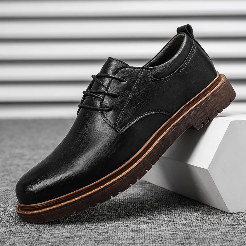 

Leather shoes men's spring and autumn new business dress shoes British style leather groom wedding shoes fashion trendy shoes