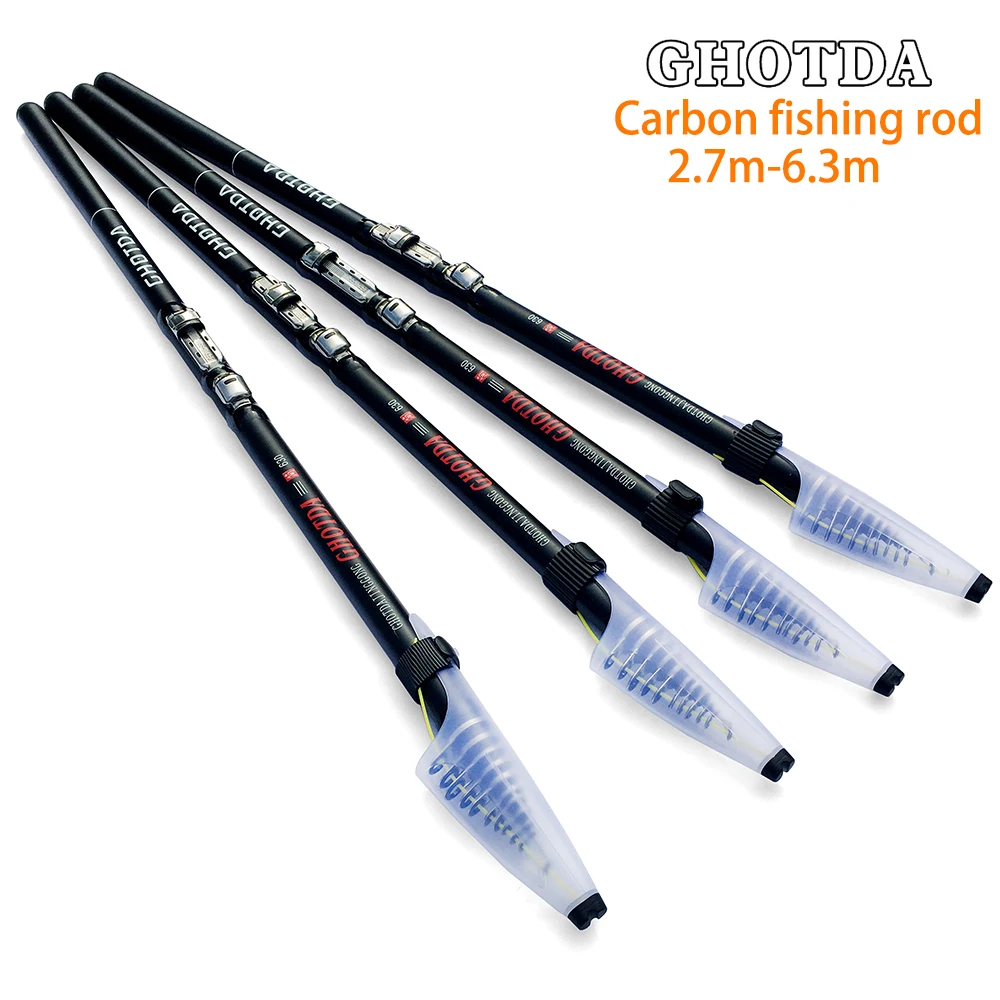 

GHOTDA Carbon Rock Fishing Rod 2.7m 3.6m 4.5m 5.4m 6.3m Carp Telescopic Sea Fishing Rod Telescopic Spinning Rod Ultralight Hard