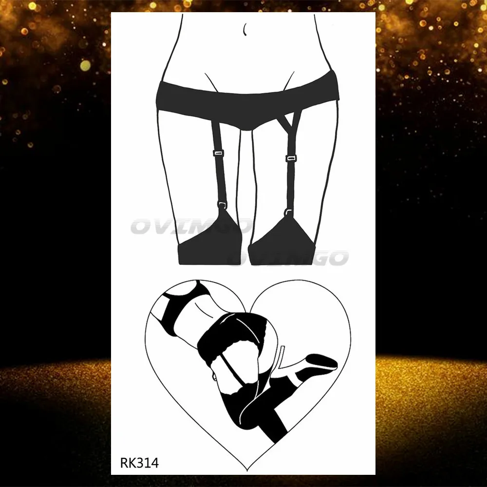 Временные татуировки для взрослых OMMGO черные любовь наклейки Маленькие