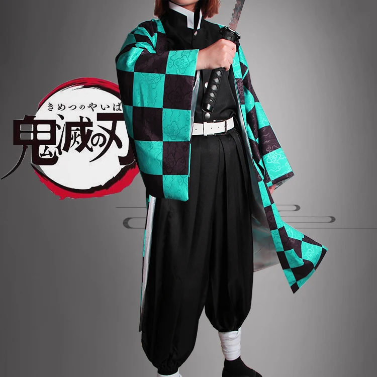 Аниме! Демон убийца: Kimetsu no Yaiba Kamado Tanjirou Кимоно Готическая Униформа костюм для