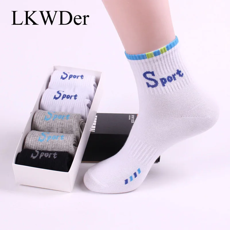 

LKWDer 5 Pairs Spring Autumn Middle Tube Mens Socks Wholesale Men's Sports Cotton Deodorant Sweat-Absorbent Business Socks Meias
