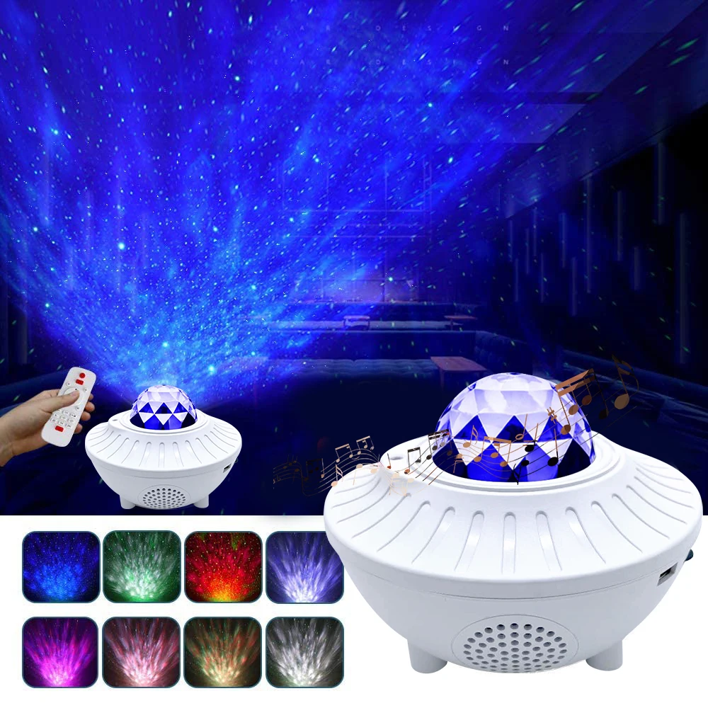 

LED Star Night Light Music Starry Water Wave Projector with 21 Lighting Modes Bluetooth Music Player Remote Control D30