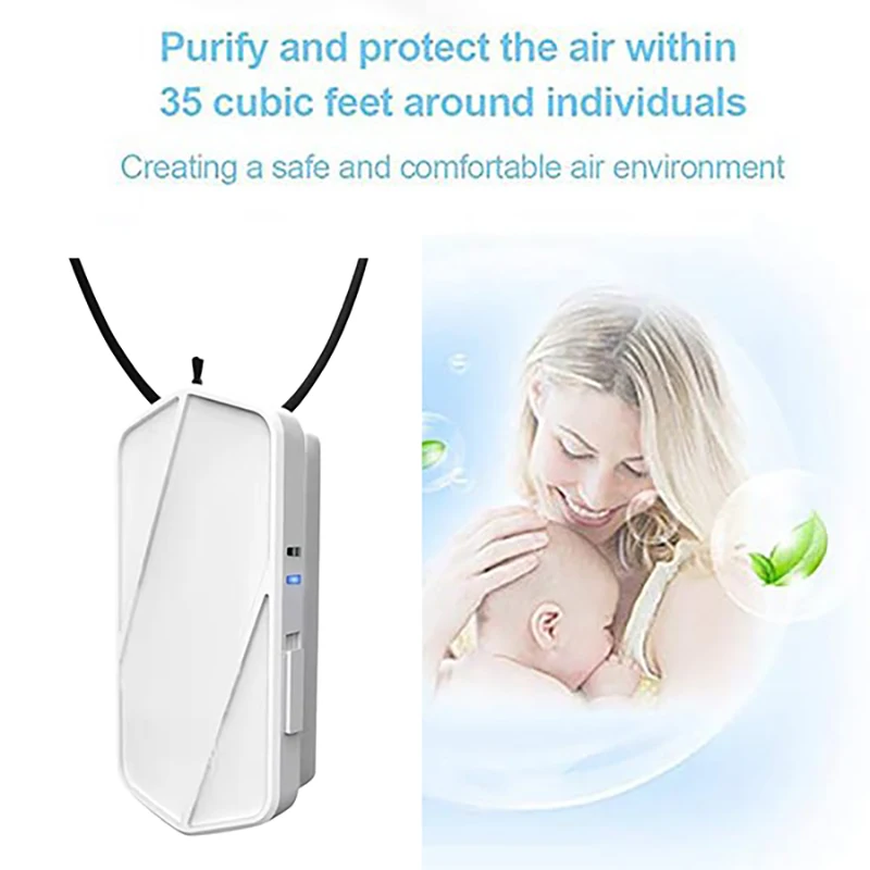 

2 Pcs Personal Wearable Portable Car Oxygen Bar 650MAH Battery Negative Ion Hanging Neck Air Purifier