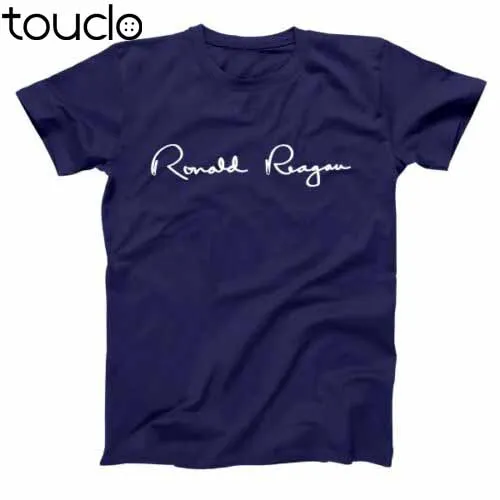 

New Ronald Reagan Signature Autograph Republican 80S Navy Basic Men'S T-Shirt Unisex S-5Xl