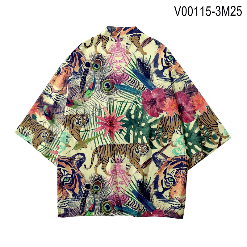 

Men's Japanese Kimono Harajuku Cardigan Men Samurai Costume Kimono Jacket Mens Forest kimono Shirt Casual national clothes 4XL