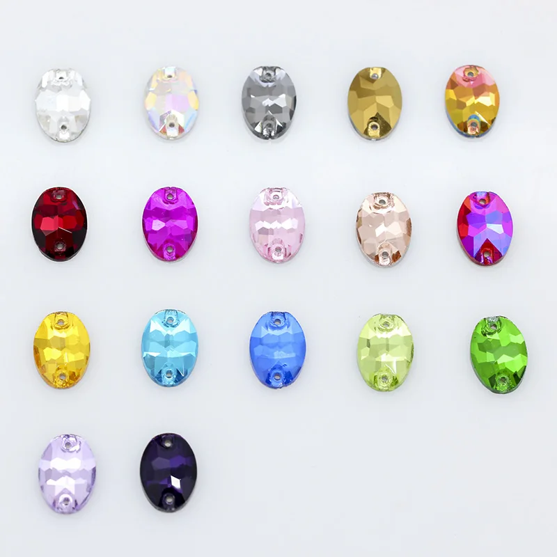 Овальные Стеклянные Камни для шитья всех размеров 18 цветов стразы с плоской