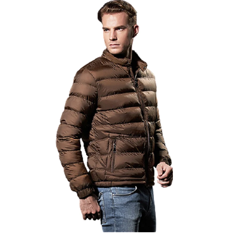 Men's winter coat in light and pure color winter coat warm European and American nylon cotton-padded jacket