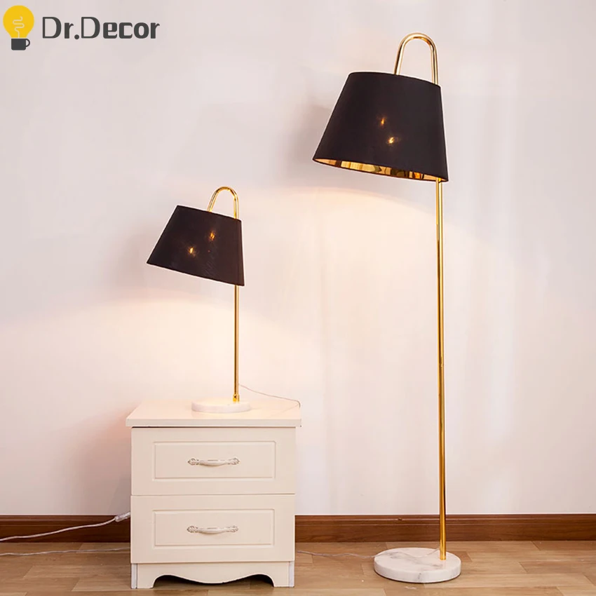 Nordic LED Floor Lamp Black Cloth Lampshade Standing Lamps for Living Room Bedroom Decoration Stand Light Fixtures | Лампы и освещение