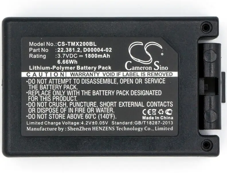 

cameron sino 1800mah battery for TELERADIO TG-TXMNL Transmitter Tele Radio TG-TXMNL 22.381.2 D00004-02