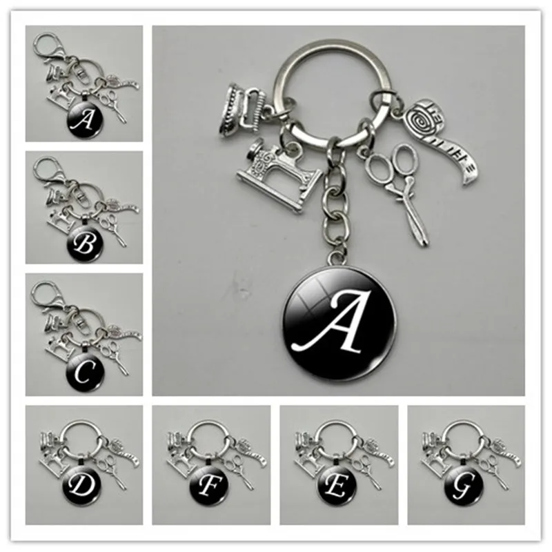 Металлическая швейная машинка ножницы линейка портновский брелок машина