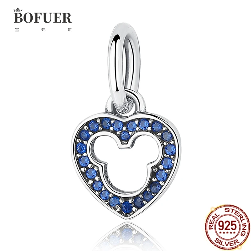 

BOFUER Bule Mouse Mik Charm DIY Fine Pendant Fit Sterling Silver 925 Original Pandora Charms Bracelet Jewelry 202B