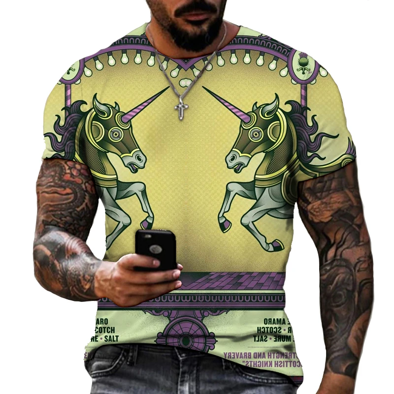 

Symmetrical Cartoon Pattern Men's 3D Animal Print T-shirt Color Personality Unique Fashion Casual Comfortable Top Quality Fabric