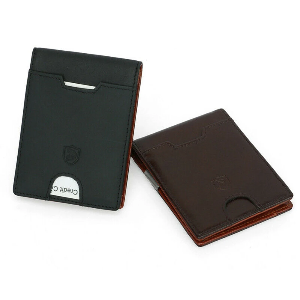 Тонкая кредитница из натуральной кожи кошельки минималистичный RFID блокирующий